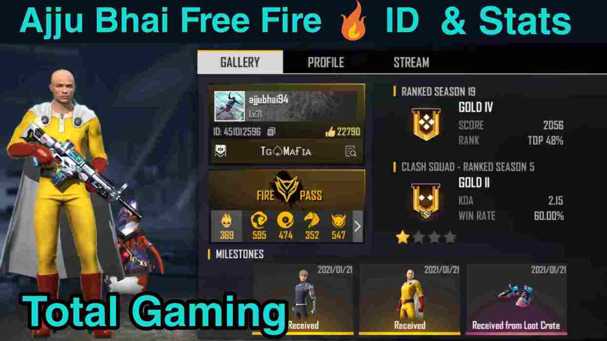 Total Gaming Ajju Bhai Free Fire ID-Lifetime Stats and More