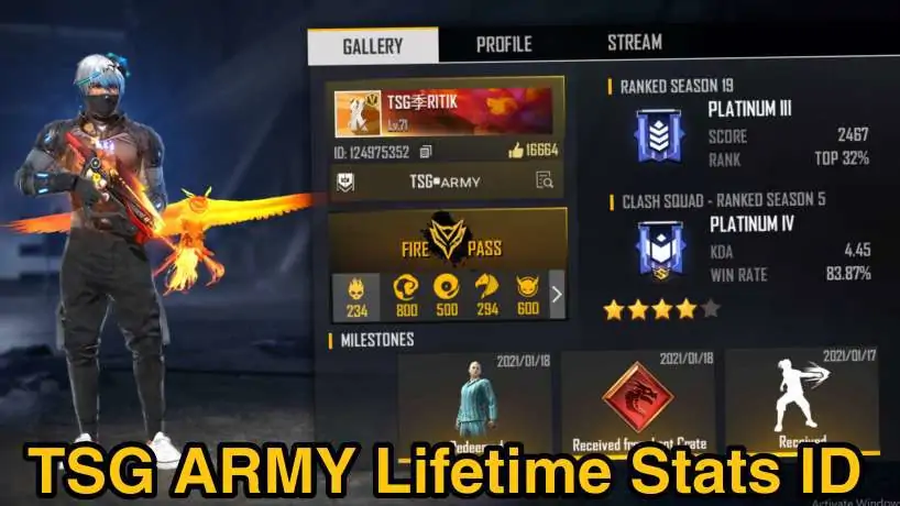 TSG ARMY Free Fire ID-Lifetime Stats- Total Likes-Kills-More