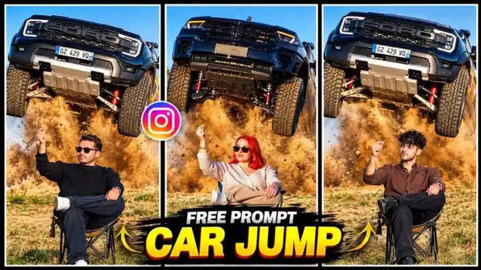 Toyota car jump AI video trend made with Google Flow