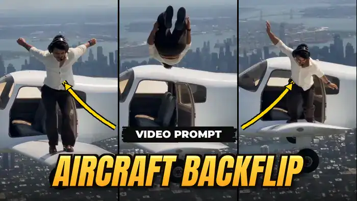 Aircraft Backflip Video Prompt - Google Flow AI video trend