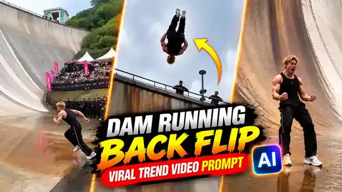 Dam Running Backflip AI video prompt